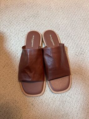 Kelsi Dagger Brown Leather Slide Sandals